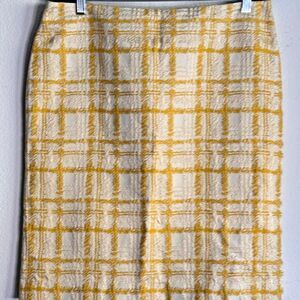 Talbots Skirt Womens Sz 14 Yellow Ivory Brocade 70’s Inspired Chic Streetwear